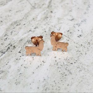 925 Sterling Silver Rose Gold Llama Earrings